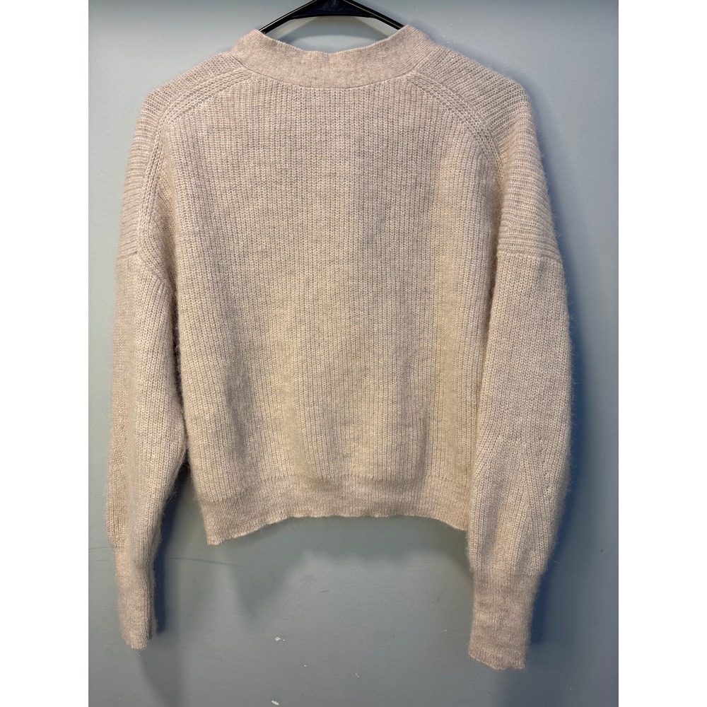 J.Crew Alpaca Wool Blend Cropped Cardigan Sweater Heather Oatmeal XL - Picture 4 of 6